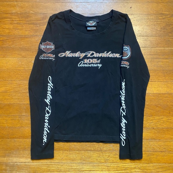 Harley-Davidson Tops - Harley Davidson 105th Anniversary Long Sleeve Graphic T-Shirt Black Womens Small